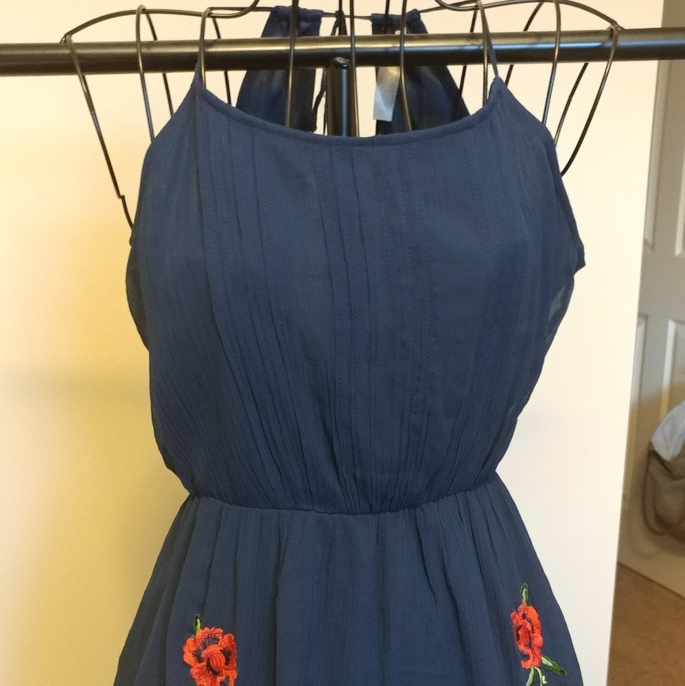 Flowered Navy Dress